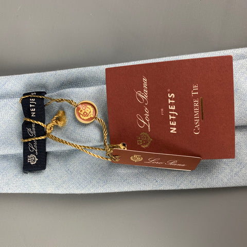 LORO PIANA Light Blue Embroidered Cashmere Tie