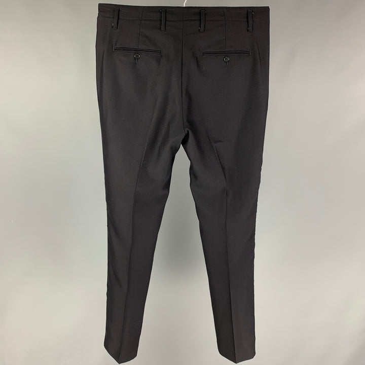FENDI Size 34 Black Virgin Wool Flat Front Dress Pants