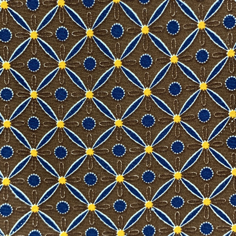 KITON Brown & Navy Pattern Silk Tie