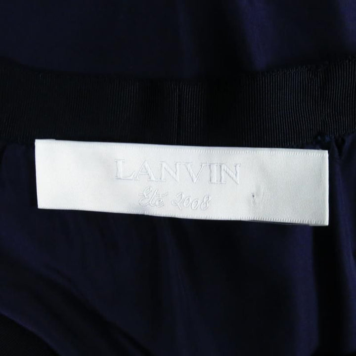 LANVIN SS/S 2008 Talla US 6 Falda con dobladillo sin rematar en la cintura con cinta de seda azul marino