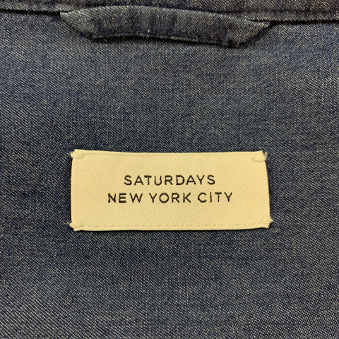 SATURDAYS NYC Size L Blue Cotton Long Sleeve Shirt