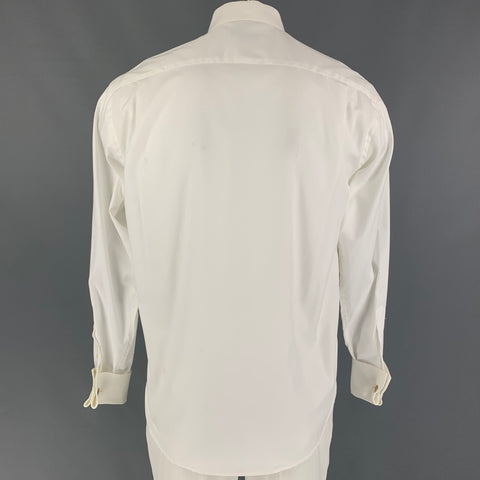 ETON Size L White Pleated Cotton Blend Tuxedo Shirt