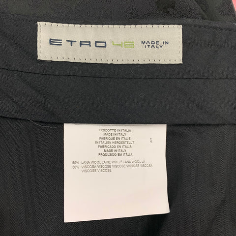ETRO Size 38 Black Jacquard Wool Viscose Blend Peak Lapel Tuxedo Suit