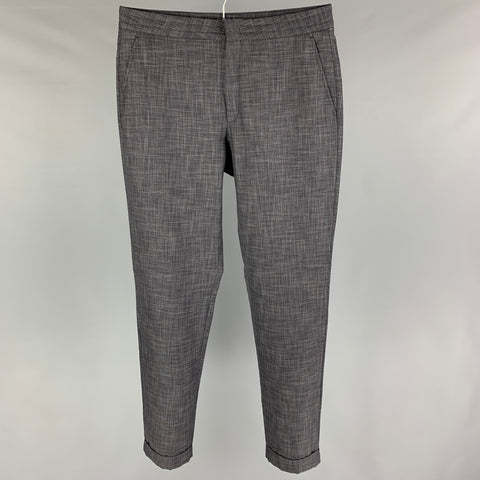 ERMENEGILDO ZEGNA Size 32 Gray Charcoal Plaid Wool Blend Cuffed Casual Pants