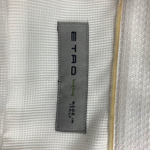 ETRO Size XL White Woven Cotton Button Up Long Sleeve Shirt