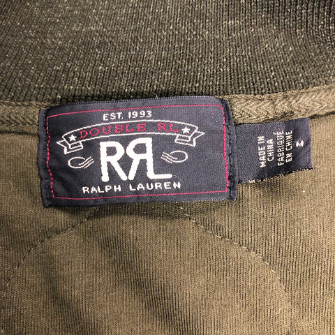RRL by RALPH LAUREN Size M Olive Quilted Cotton Zip Up Vest (Indoor)