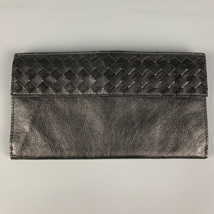 Vintage BOTTEGA VENETA Black Woven Leather Wallet