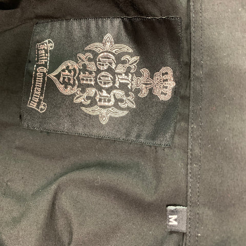 FAITH CONNEXION Size M Black Applique Cotton Blend Button Up Long Sleeve Shirt