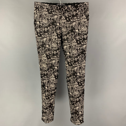 THE KOOPLES Size 32 Black Grey Print Wool Zip Fly Dress Pants