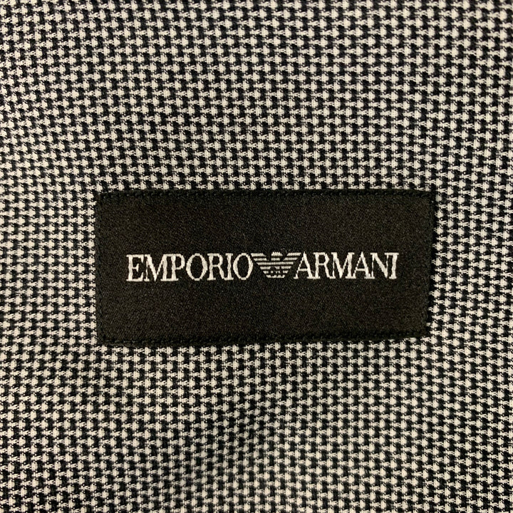 EMPORIO ARMANI Size L Black & White Cotton Button Down Long Sleeve Shirt