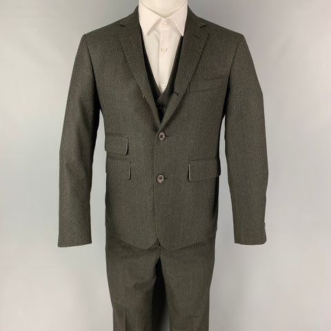 BLACK FLEECE Size 38 Grey Charcoal Grid Wool Notch Lapel 31 31 Suit