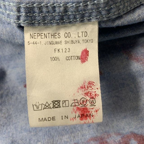 NEEDLES Size M Blue Red & White Paint Splattered Cotton Long Sleeve Shirt