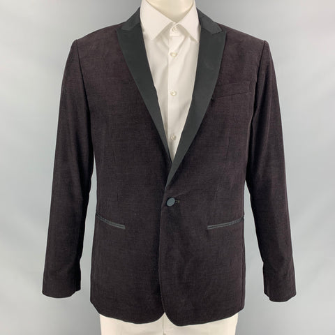 JOHN VARVATOS * U.S.A. Chest Size 42 Brown Black Corduroy Peak Lapel Sport Coat