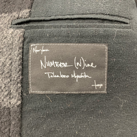 NUMBER (N)INE Size L Gray & Black Plaid Wool / Nylon Hidden Buttons Coat