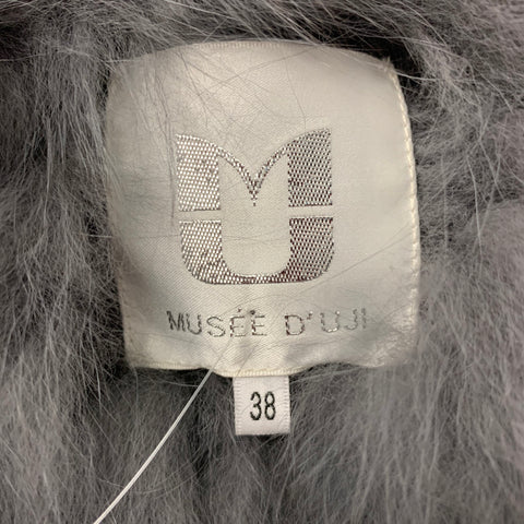 MUSEE D'UJI Size L Grey Knitted Fur Long Coat