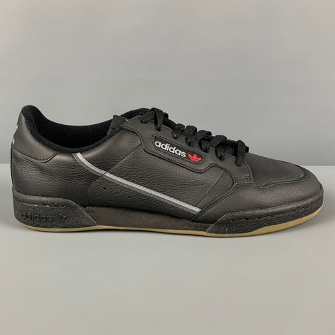ADIDAS Size 10.5 Black Leather Low Top Continental 80 Sneakers