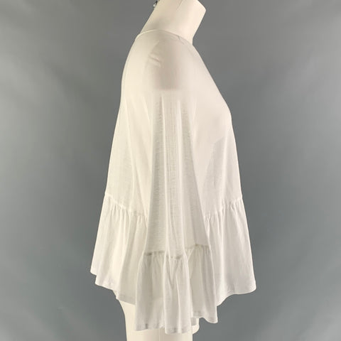 DRIES VAN NOTEN Size XS White Cotton Ruffled Oversized Casual Top
