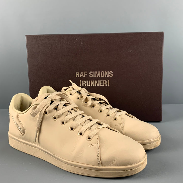 RAF SIMONS Size 11 Beige Leather Low Top Sneakers