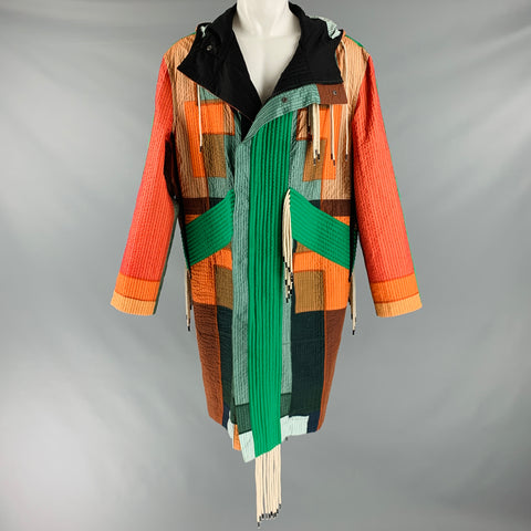 CRAIG GREEN FW18 Taille L Manteau à capuche en nylon patchwork multicolore