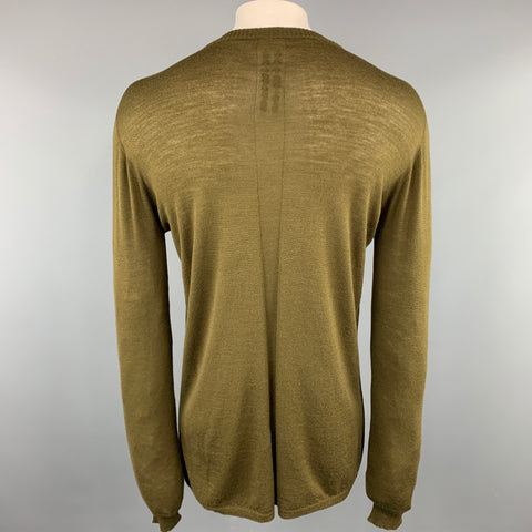 RICK OWENS SISYPHUS F/W 18 Size M Olive Solid Lana wool Crew-Neck Pullover Sweater