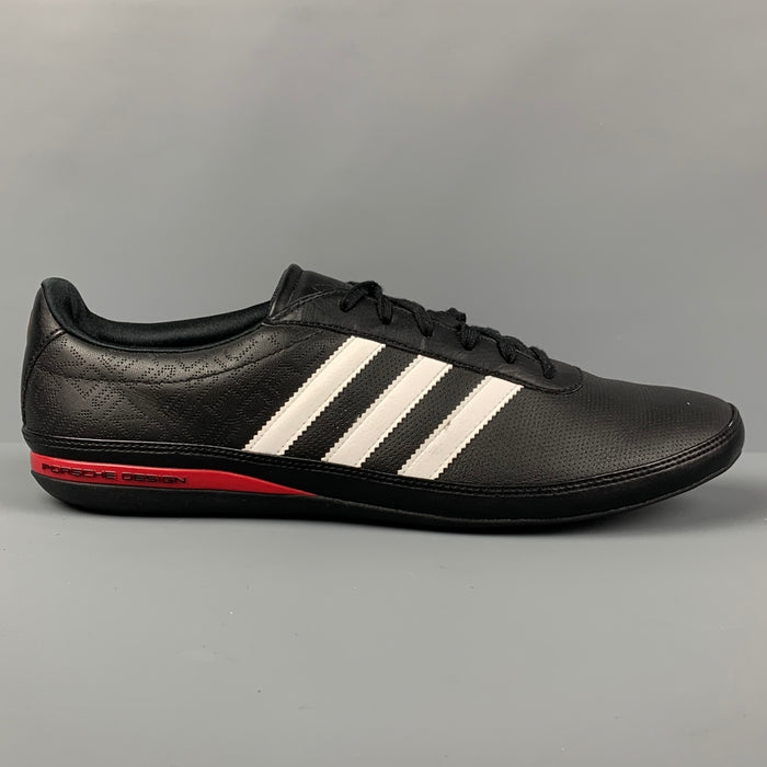 PORSCHE DESIGN x ADIDAS Size 9.5 Black White Leather Lace Up Sneakers