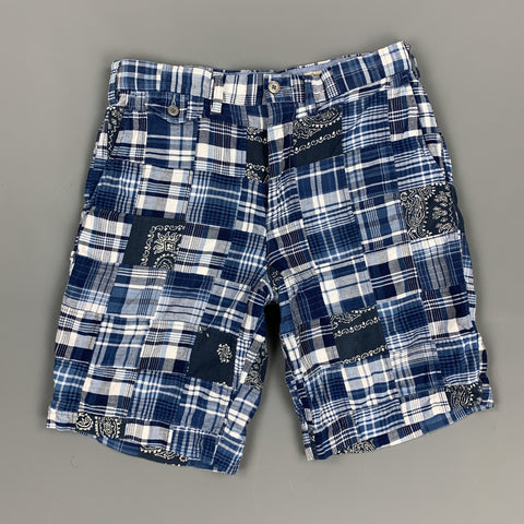 POLO by RALPH LAUREN Size 29 Blue Patchwork Cotton Zip Fly Shorts