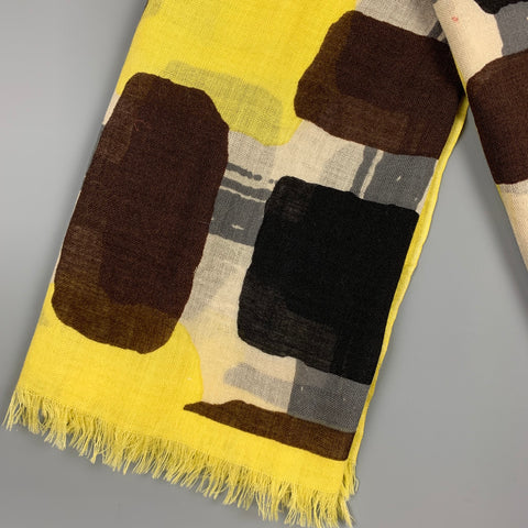 KATE SPADE Brown & Yellow Color Block Wool Scarf