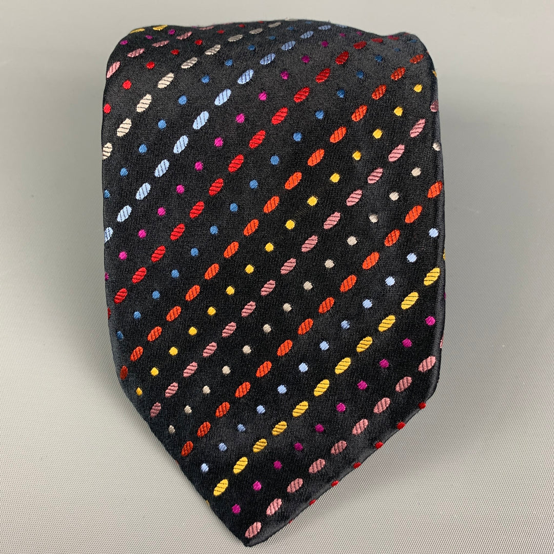 PAUL SMITH Black Multi-Color Woven Silk Tie