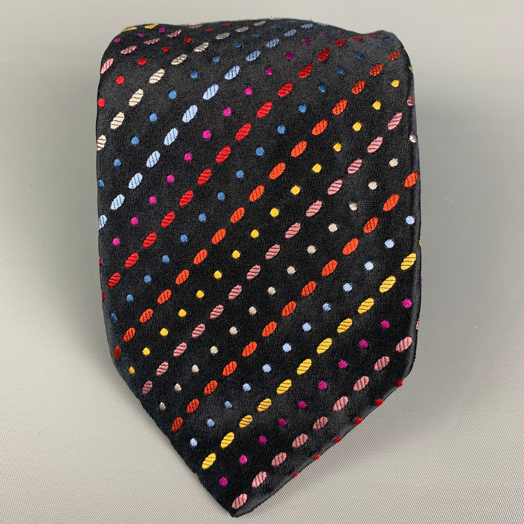 PAUL SMITH Corbata de seda tejida multicolor negra