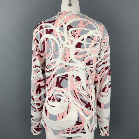EMILIO PUCCI Size L Multi-Color Print Cotton Crew-Neck T-shirt