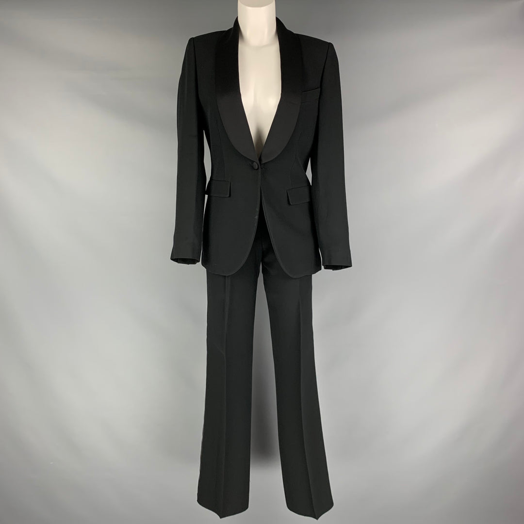 VIKTOR & ROLF Size 4 Black Rayon Acetate Tuxedo Pants Suit