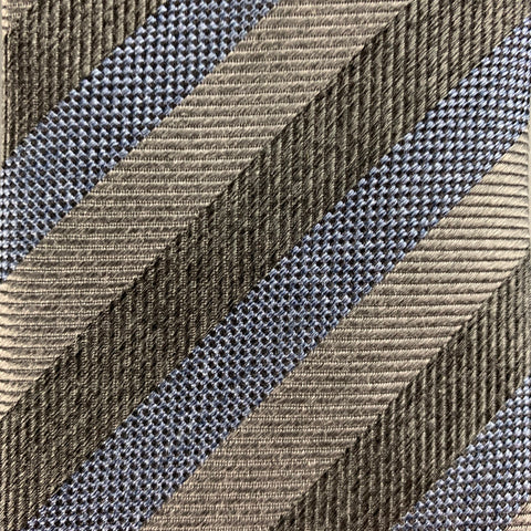 BRIONI Grey Charcoal Diagonal Stripe Silk Tie