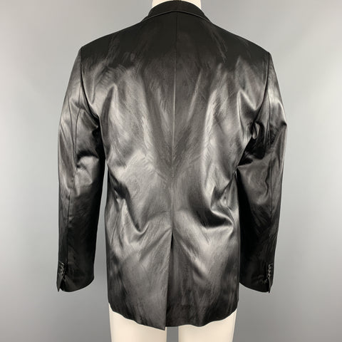JUST CAVALLI Taille 40 Manteau de sport à revers cranté à imprimé animal métallisé