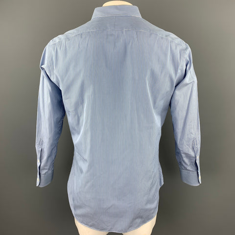 HAMILTON Size L Blue Stripe Cotton Button Up Long Sleeve Shirt