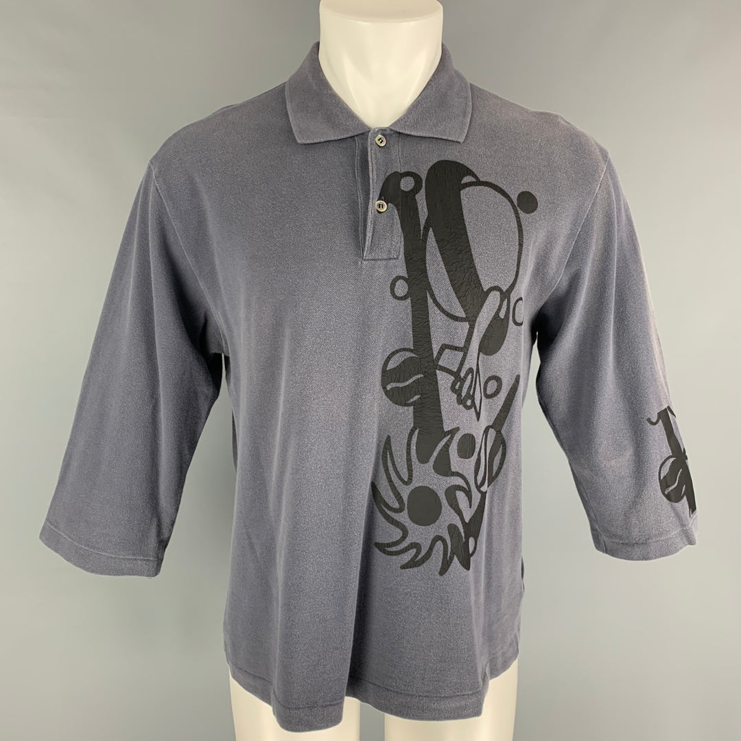 Size L COMME des GARCONS HOMME PLUS Gray Black Graphic Cotton Long Sleeve Shirt