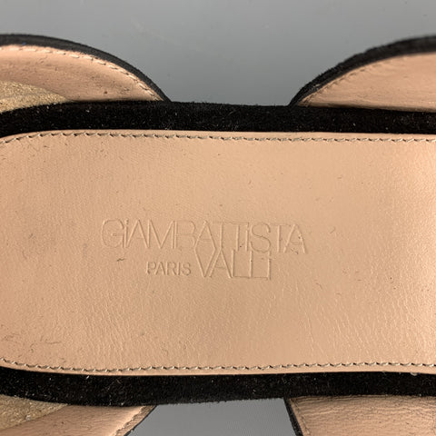 GIAMBATTISTA VALLI S/S 2016 Talla 8 Sandalias de gladiador con purpurina de ante negro