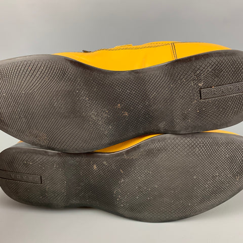 PRADA Size 8.5 Yellow Contrast Stitch Leather Split Toe Lace Up Shoes