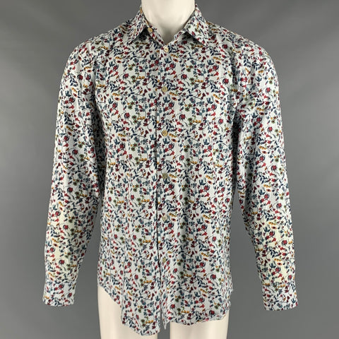 PAUL SMITH Taille M Chemise à manches longues en coton floral multicolore blanc