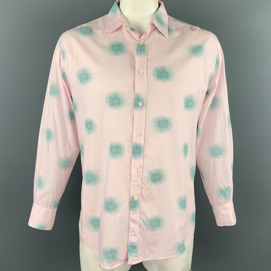 LIBERTY OF LONDON Size L Pink Print Cotton Button Up Slim Fit Long Sleeve Shirt