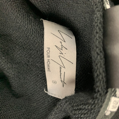 YOHJI YAMAMOTO x NEW ERA Size L Black White Graphic Cotton Hoodie Sweatshirt