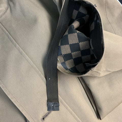 LOUIS VUITTON  Size 46 Khaki Coated Cotton Hooded Damier Lined Parka Coat