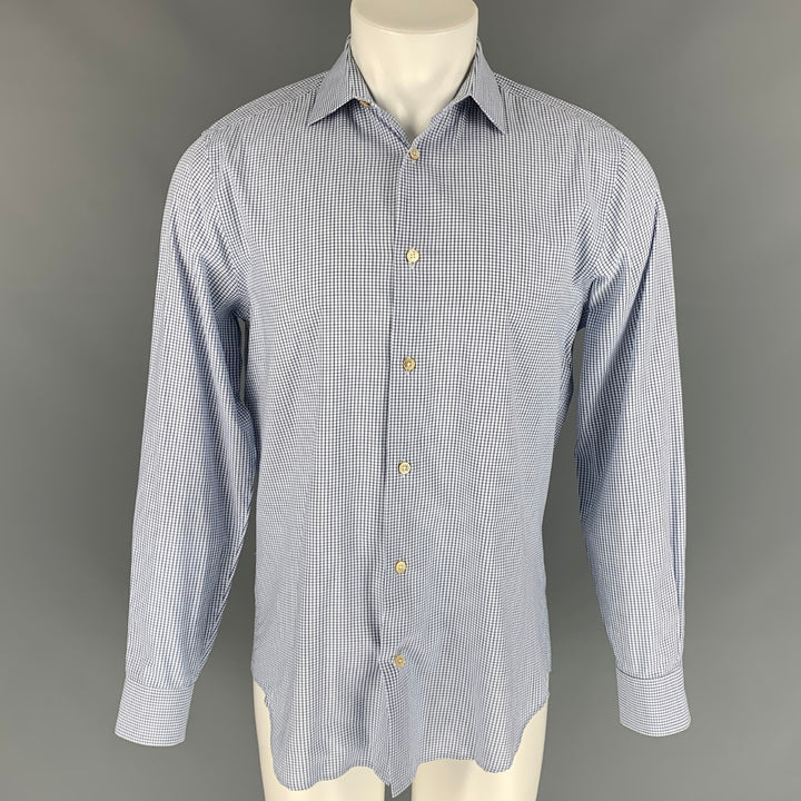 PAUL SMITH Size M Blue & White Checkered Cotton Button Down Long Sleeve Shirt