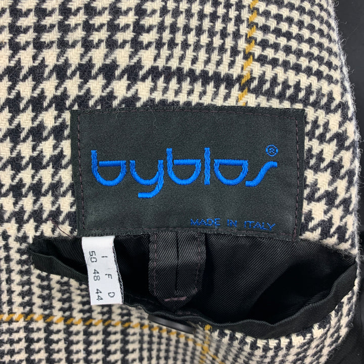 BYBLOS Size 16 Black White Houndstooth Jacket Blazer
