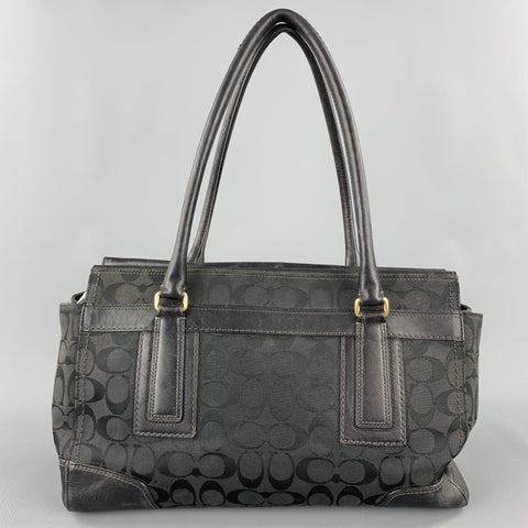 COACH Black Monogram Canvas Top Handles Handbag