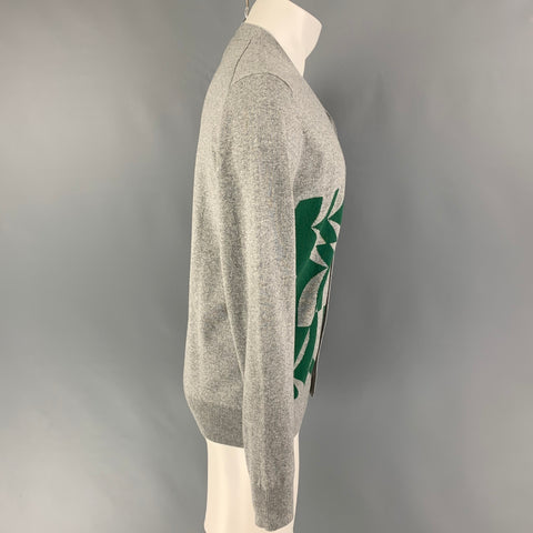 COMME des GARCONS HOMME DEUX Size M Grey Green Knit Wool V-Neck Cardigan