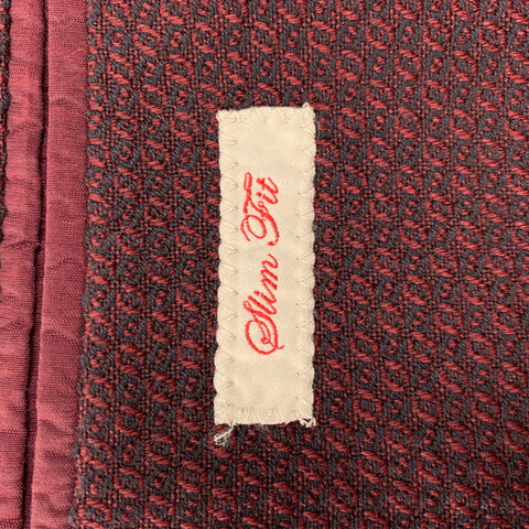 L.B.M. 1911 Size 36 Burgundy & Black Textured Wool / Cotton Slim Fit Sport Coat