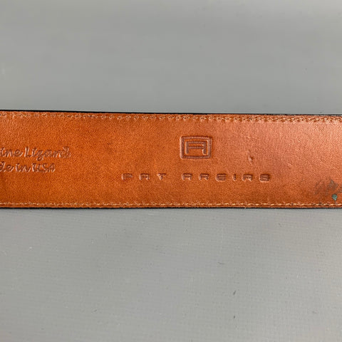 PAT AREIAS Waist Size 30 Black Leather Lizard Belt Strap
