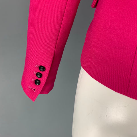 MILLY Chaqueta de lana de poliéster negra fucsia talla 0 Blazer