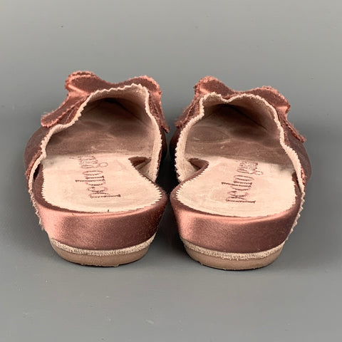 PEDRO GARCIA Size 6.5 Pink Satin Silk Ruffled Slip On Flats