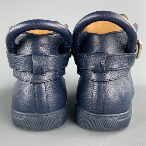BUSCEMI Taille 8 Baskets montantes à lacets en cuir bleu marine
